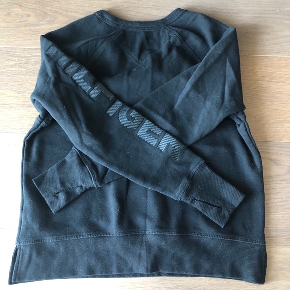 Tommy Hilfiger sport black sweatshirt logo sleeve size small hoodie crewneck - Picture 6 of 7